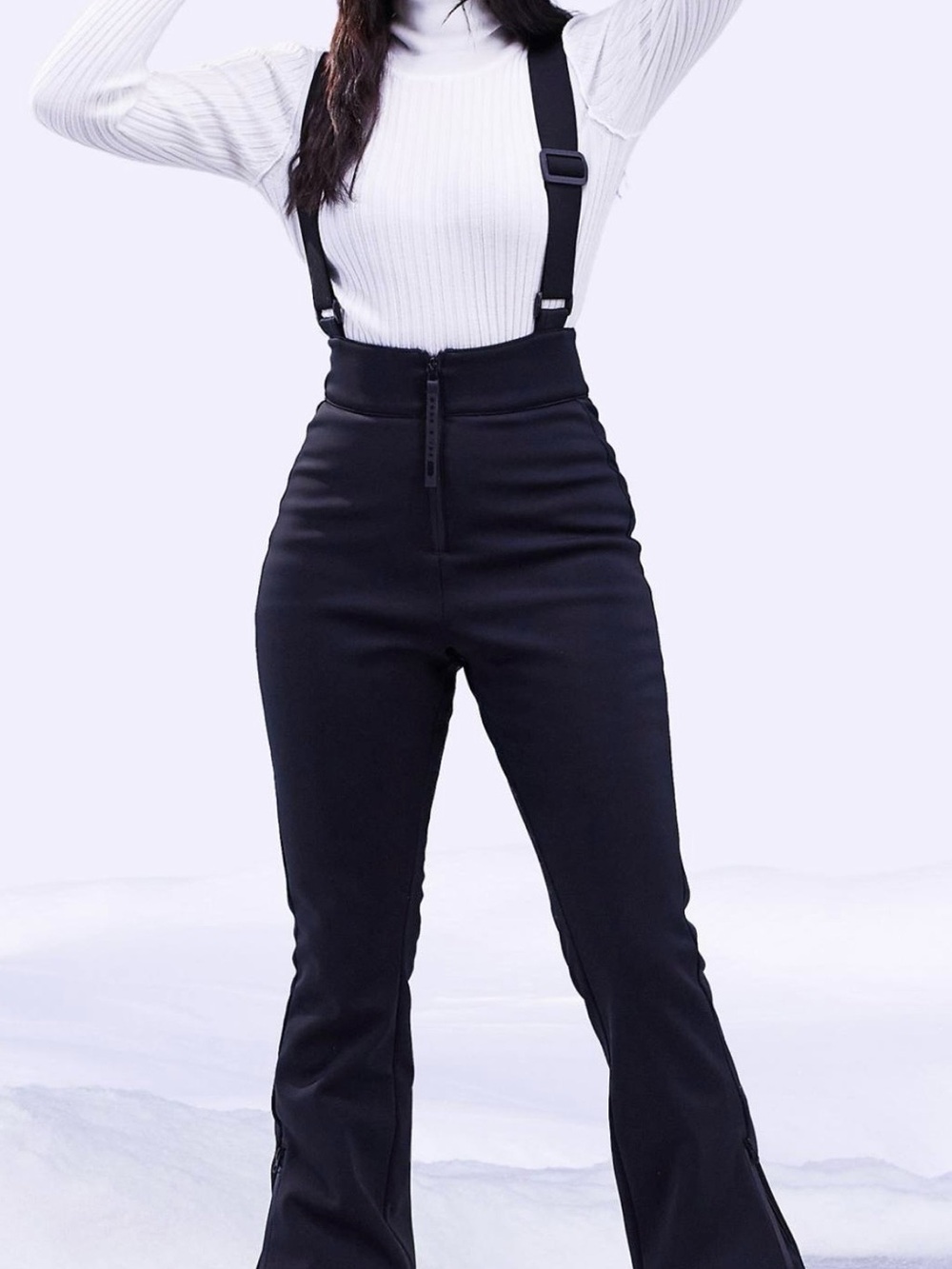 ASOS 4505 Petite ski high waisted salopette Black Flared Pants Suspenders